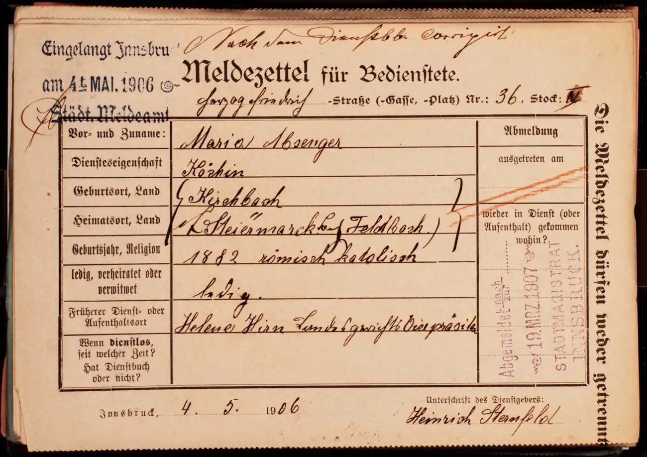 Meldezettel 0696, Vorderseite